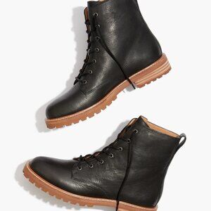 Madewell Clair Lace Up Best Selling  Boots Women's Size 8 Pebble Black Leather
